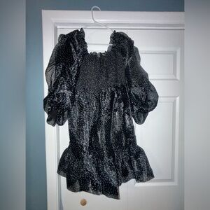 Anthropologie Black Sheer Polka Dot Blouse